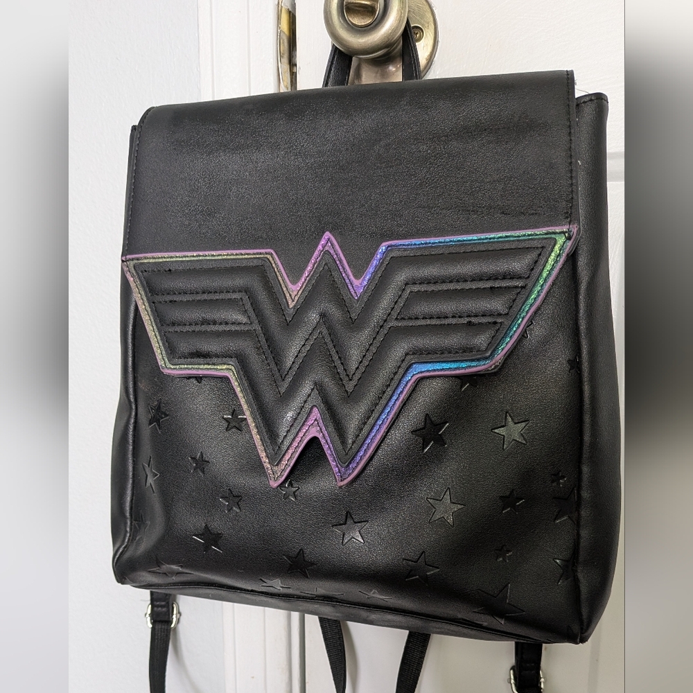 Black Backpack with Multicolor Emblem